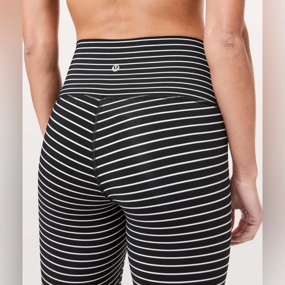 lululemon athletica Black and White Striped Leggings - Picture 2 of 8